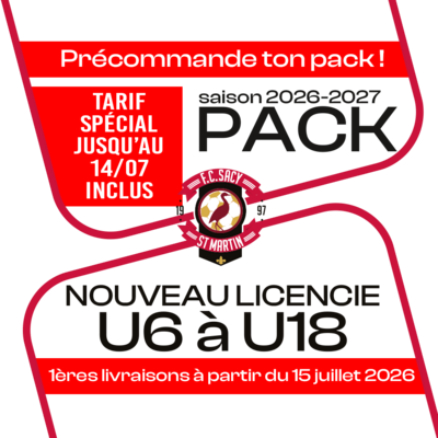 PACK SACY NOUVEAU LIC U6 A U18 26-27
